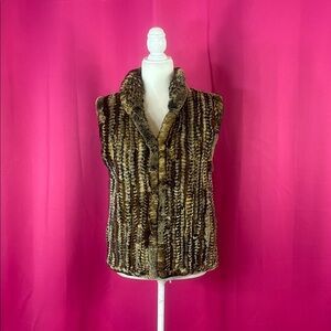 Il Fait Froid rex rabbit and mink tail genuine fur vest, size small